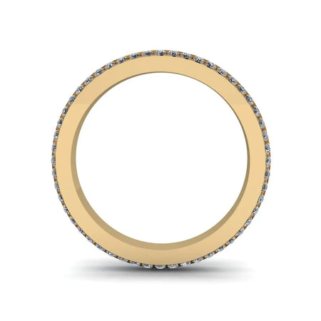 Yellow gold diamond eternity band with pave setting, custom fine jewelry