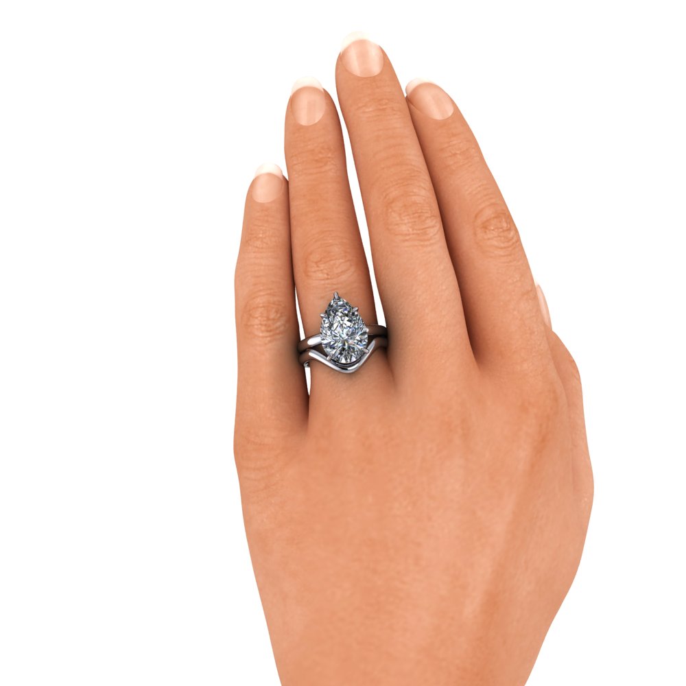 Pear Shape Moissanite Bridal Set Solitaire Statement Ring