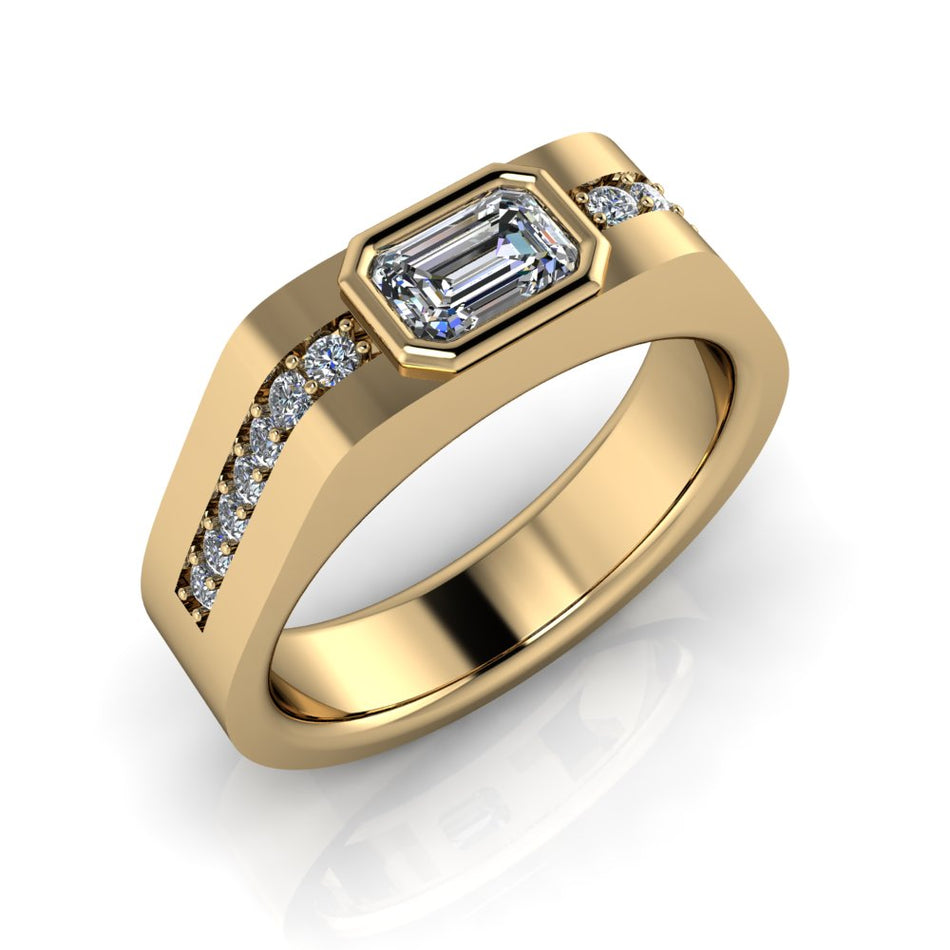 Men's Gold Wedding Band Modern Style .85 ctw