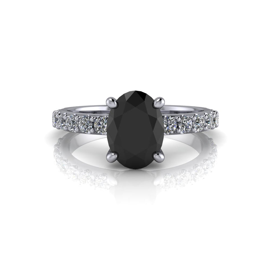 Oval Black Diamond Engagement Ring -Bel Viaggio Designs