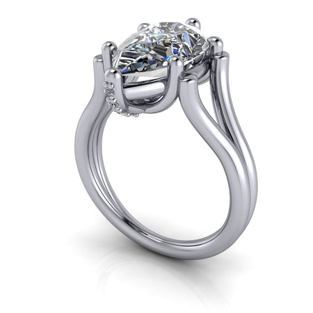 Moissanite Engagement Ring Pear Split Shank- Bel Viaggio