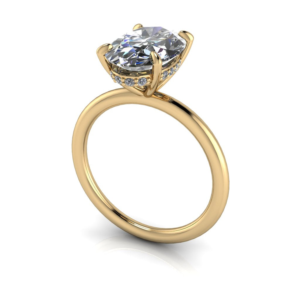 Solitaire Engagement Ring Oval Hidden Halo- Bel Viaggio Designs