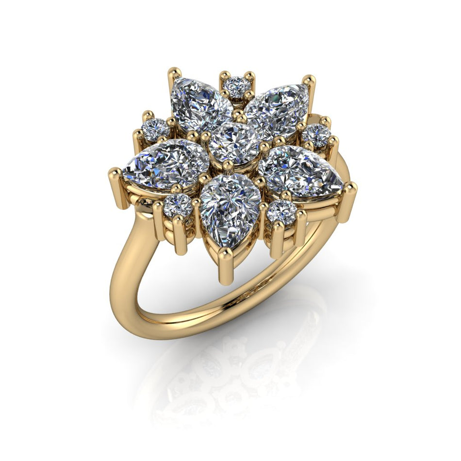 Ember Diamond Flower Ring 2.20 CTW