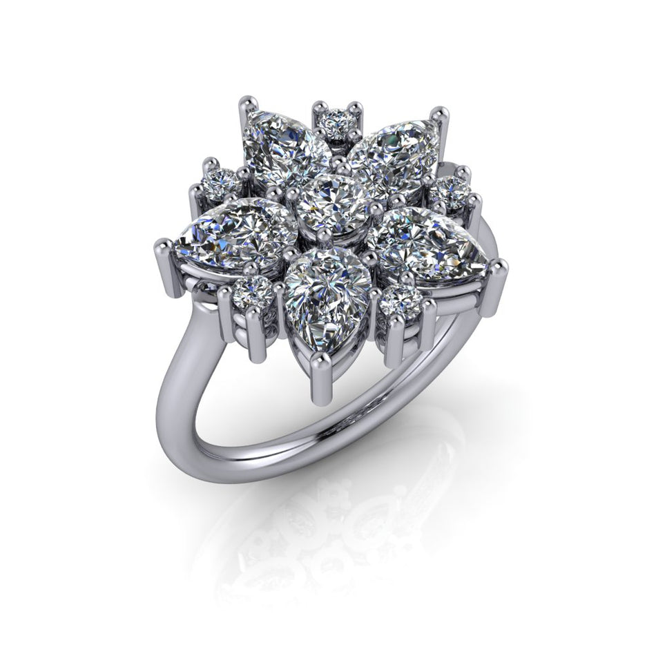 Ember Diamond Flower Ring 2.20 CTW