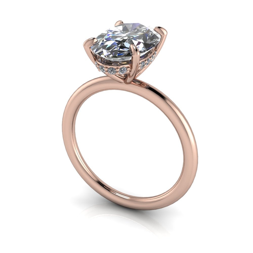 Solitaire Engagement Ring Oval Hidden Halo- Bel Viaggio Designs