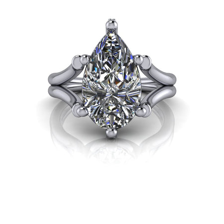 Moissanite Engagement Ring Pear Split Shank- Bel Viaggio