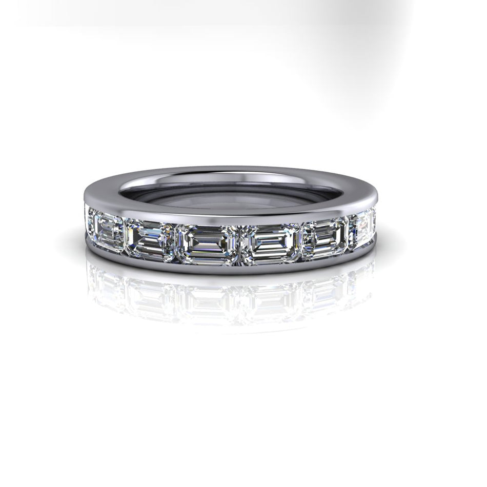Vienna 3/4 Eternity Band Emerald Cut Moissanite