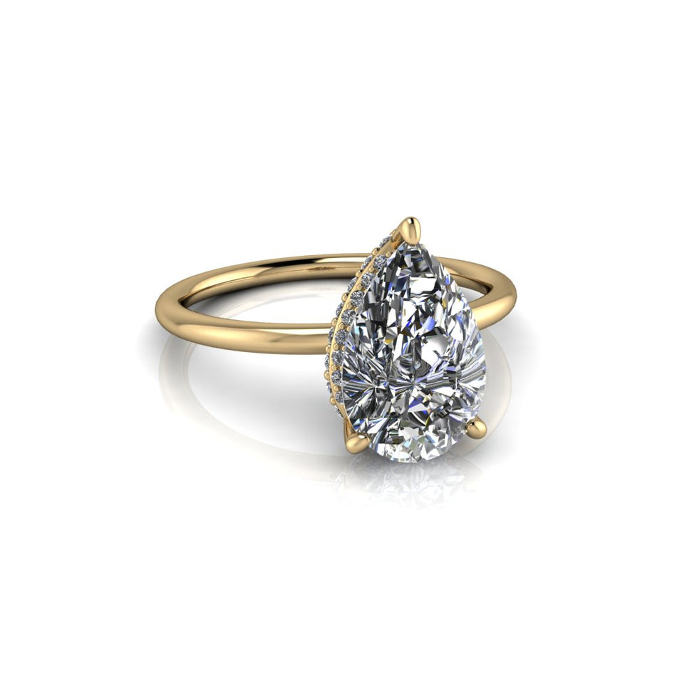 Aria No. 1 Hidden Halo Pear Lab Diamond Ring 2.14 ctw