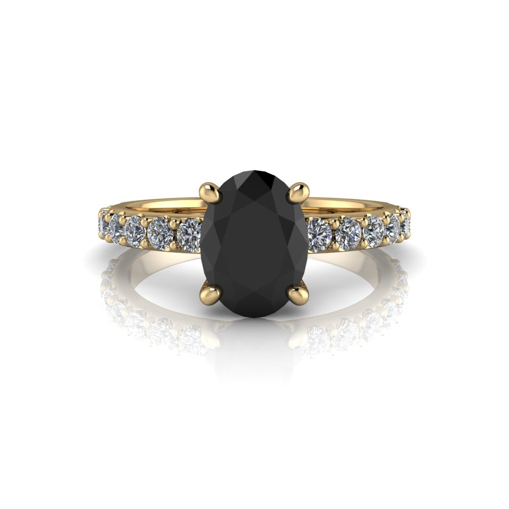 Oval Black Diamond Engagement Ring -Bel Viaggio Designs