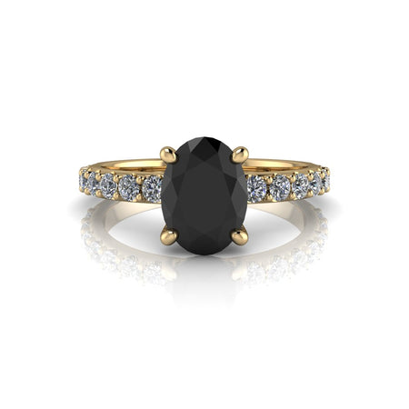 Oval Black Diamond Engagement Ring -Bel Viaggio Designs