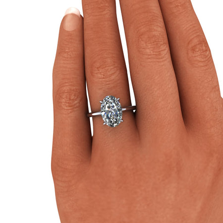 Solitaire Engagement Ring Oval Hidden Halo- Bel Viaggio Designs