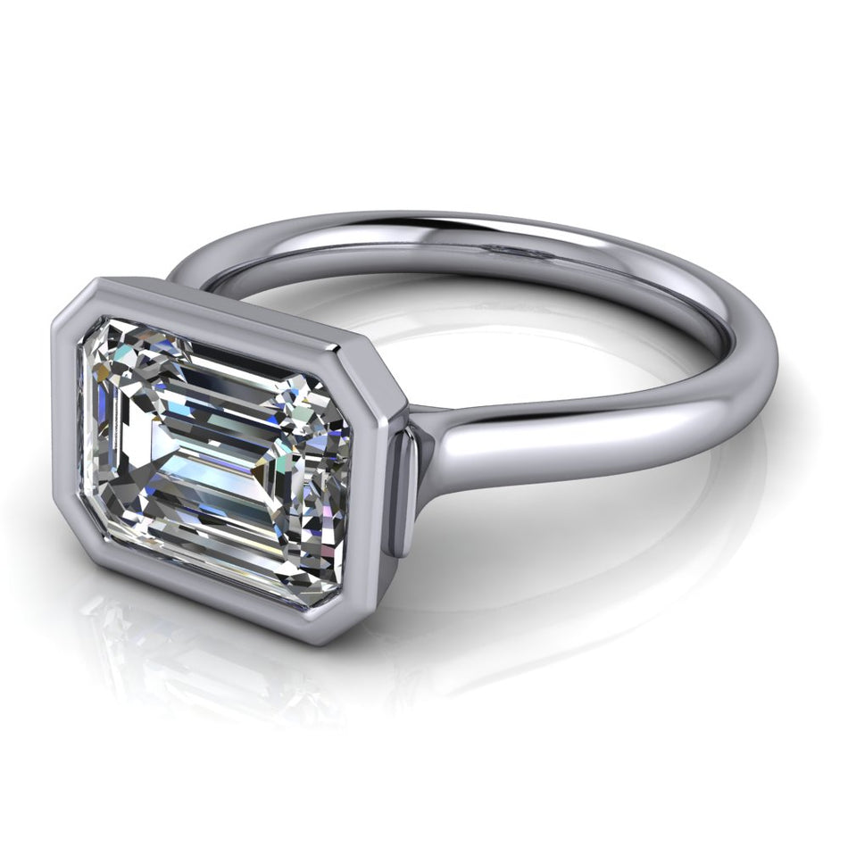 Aveline Emerald Cut Solitaire Engagement Ring Lab Diamond