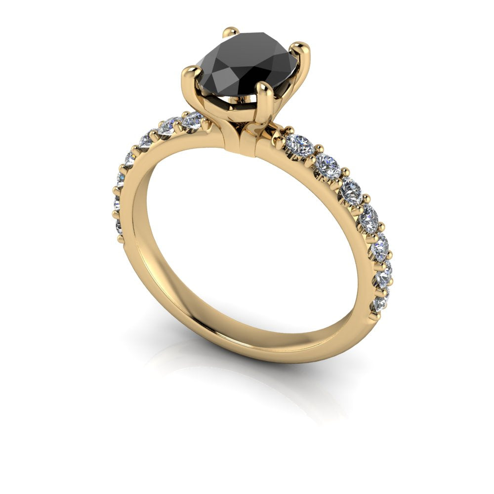 Oval Black Diamond Engagement Ring -Bel Viaggio Designs