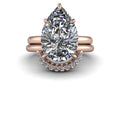 Pear Moissanite Bridal Set Solitaire Statement Ring-Bel Viaggio Designs