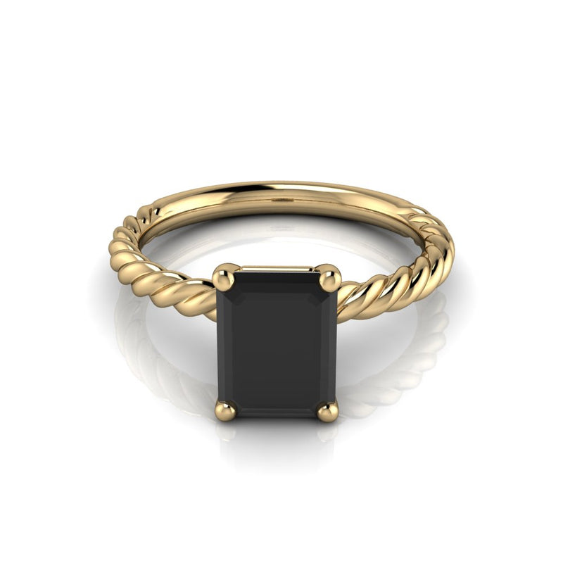 Black Diamond Engagement Ring Emerald Cut Solitaire