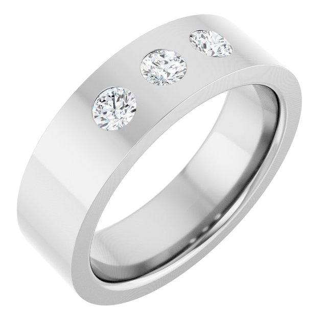 6mm Men's Diamond Wedding Band Flush Set .45 ctw