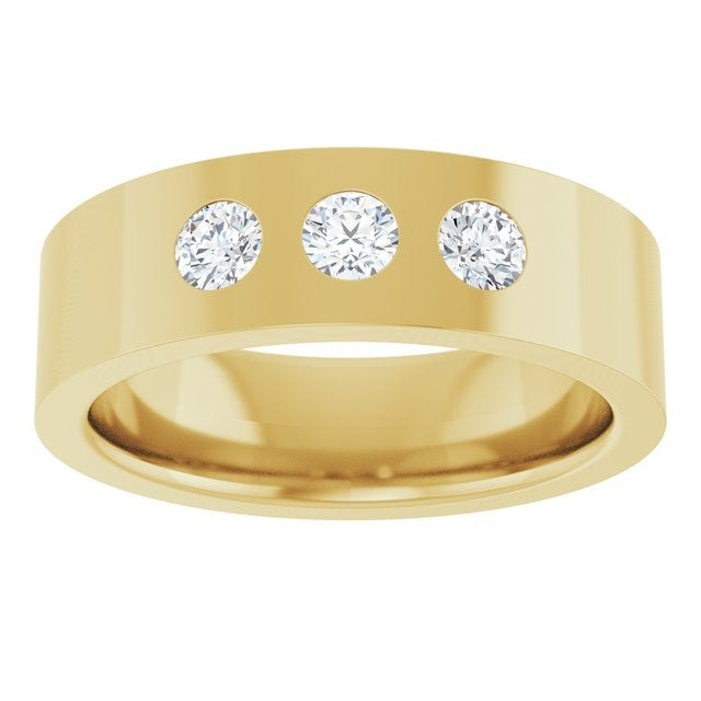 6mm Men's Diamond Wedding Band Flush Set .45 ctw