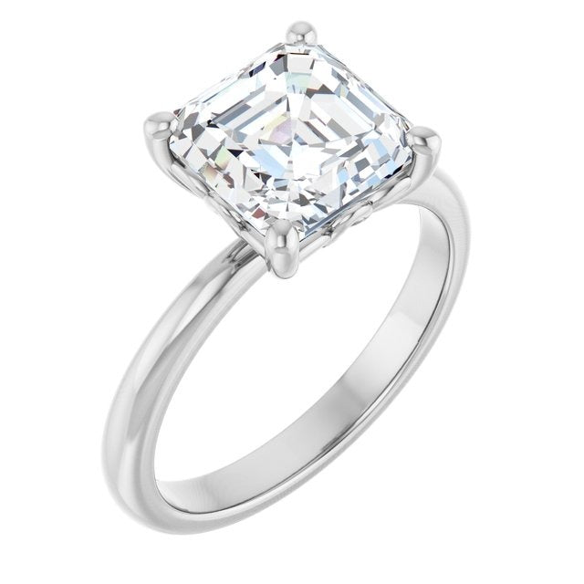 Asscher Lab Diamond Solitaire Engagement Ring 3ctw