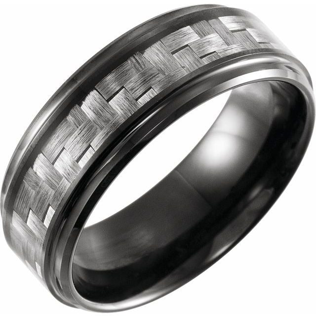 Men's Carbon Fiber Inlay Comfort-Fit Band 8mm