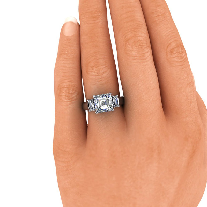 Asscher & Emerald Cut Lab Grown Diamond Engagement Ring