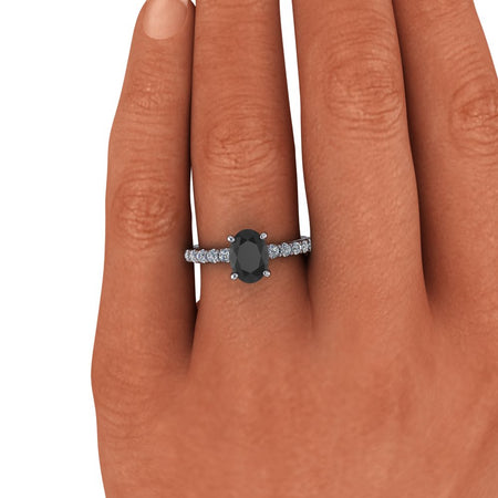 Oval Black Diamond Engagement Ring -Bel Viaggio Designs