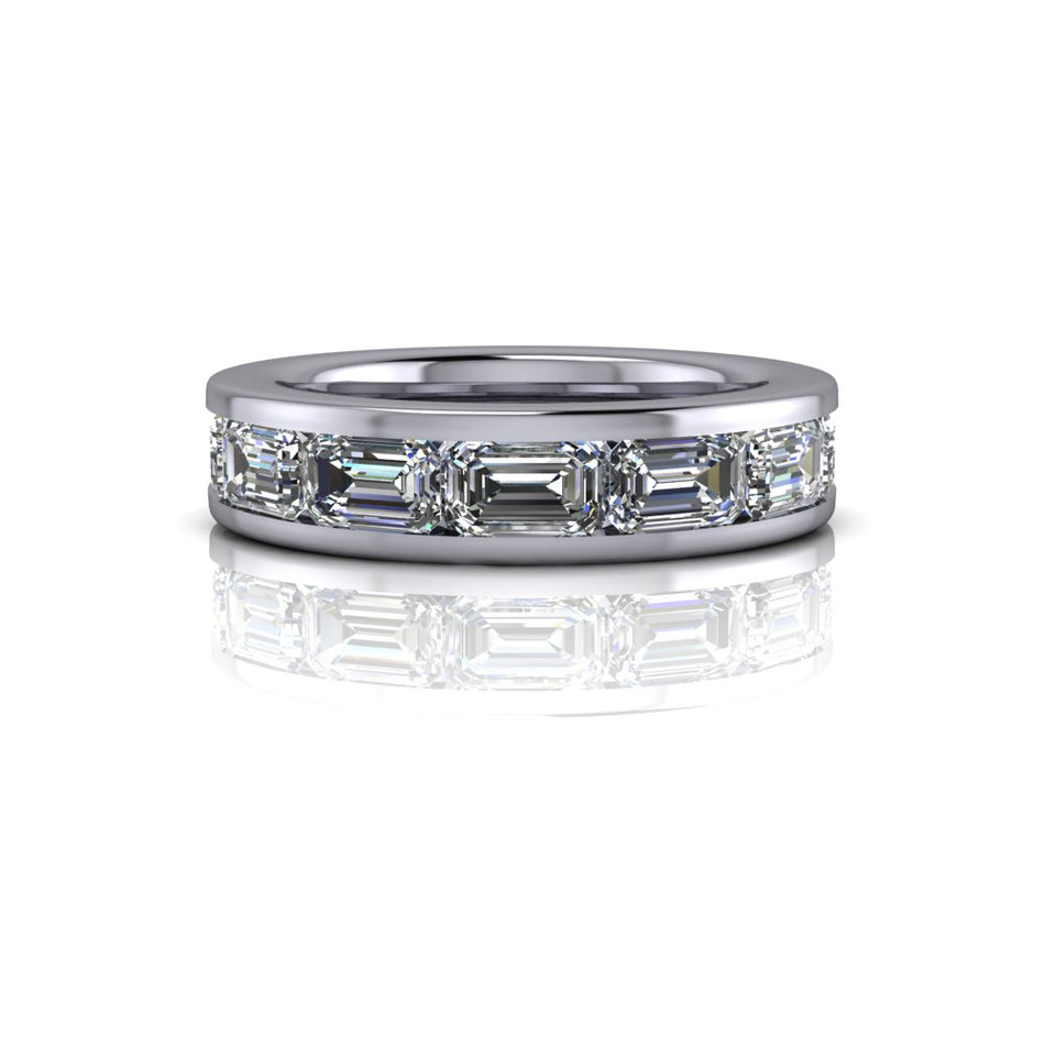 Olympia 3/4 Eternity Band Emerald Cut Moissanite 4ctw