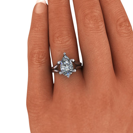 Moissanite Engagement Ring Pear Split Shank- Bel Viaggio