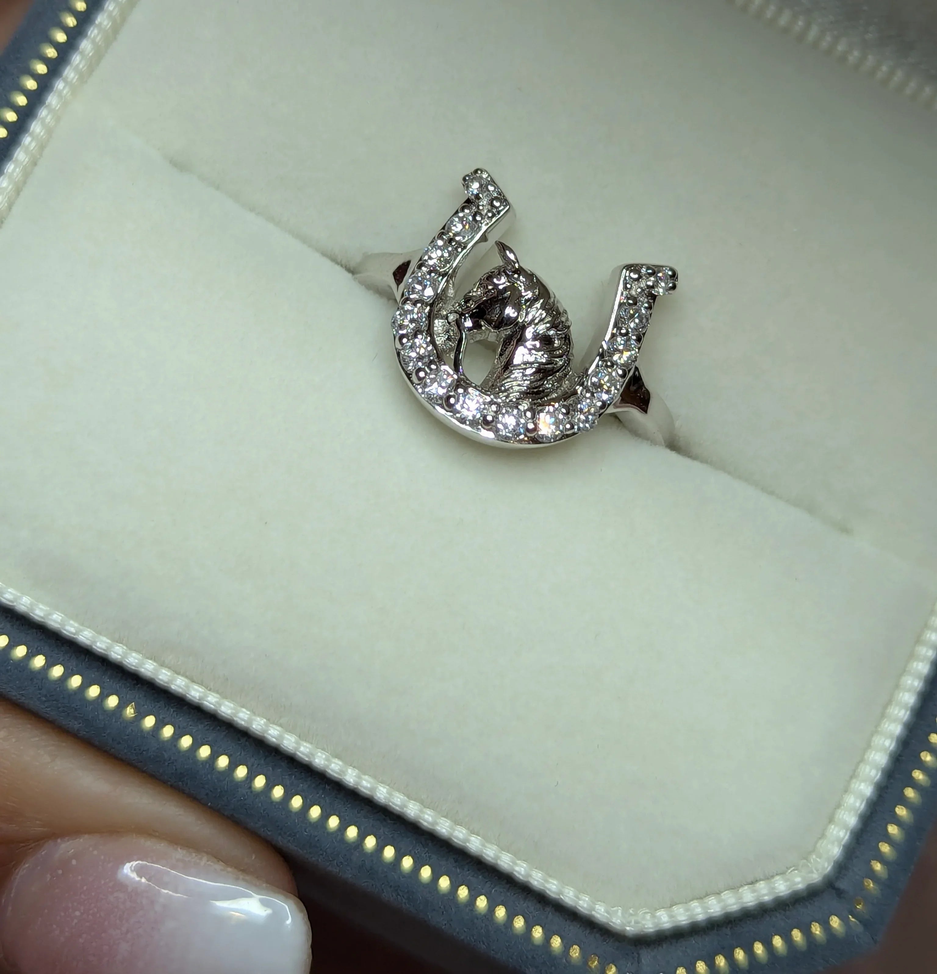 Diamond Horsehead Ring .25 ct. Silver or Gold – Bel Viaggio