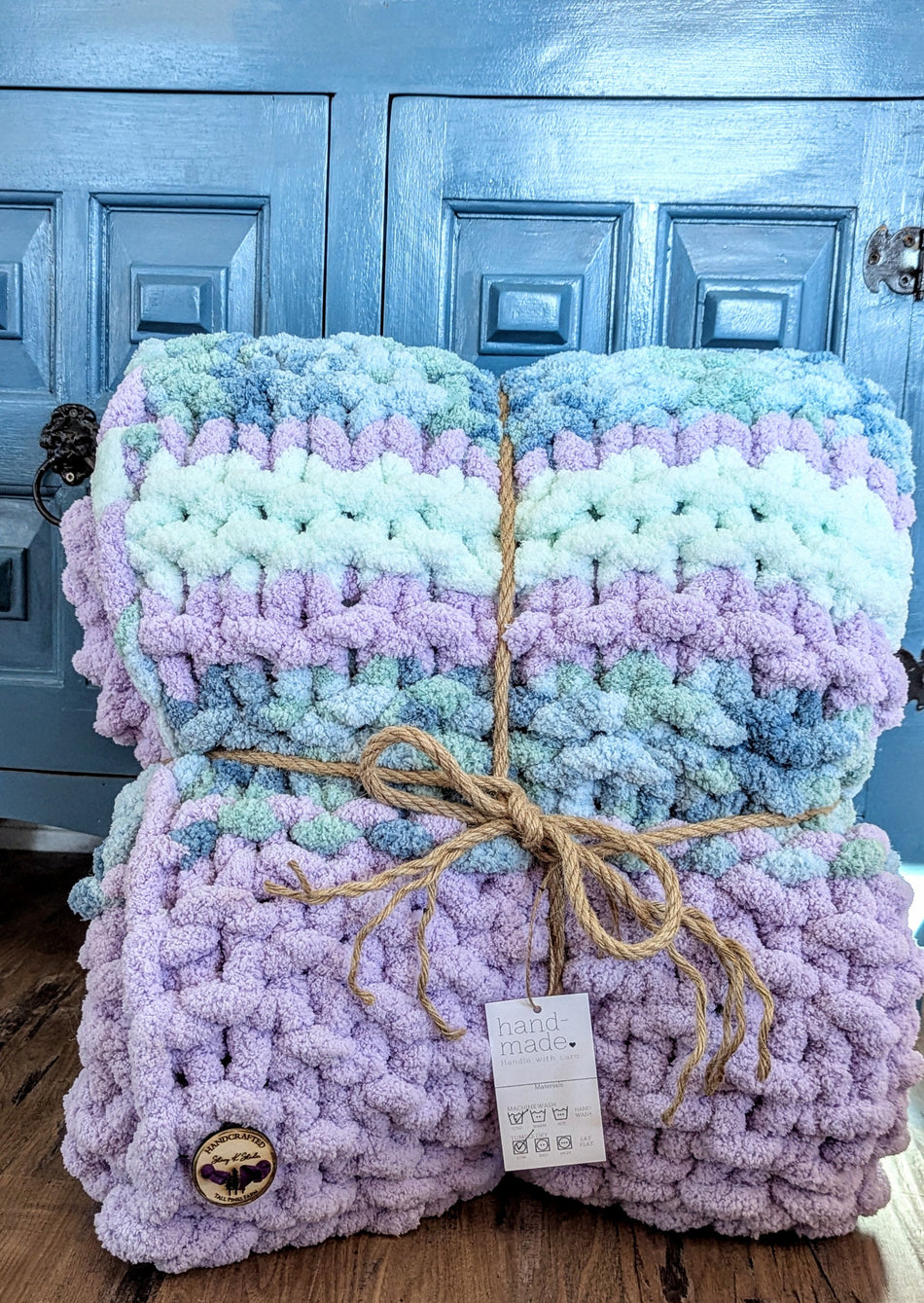 Hand Knit Chunky Chenille Blanket