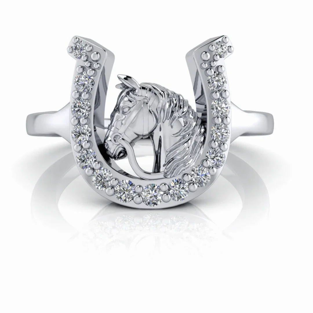 Diamond Horsehead Ring .25 ct. Silver or Gold – Bel Viaggio