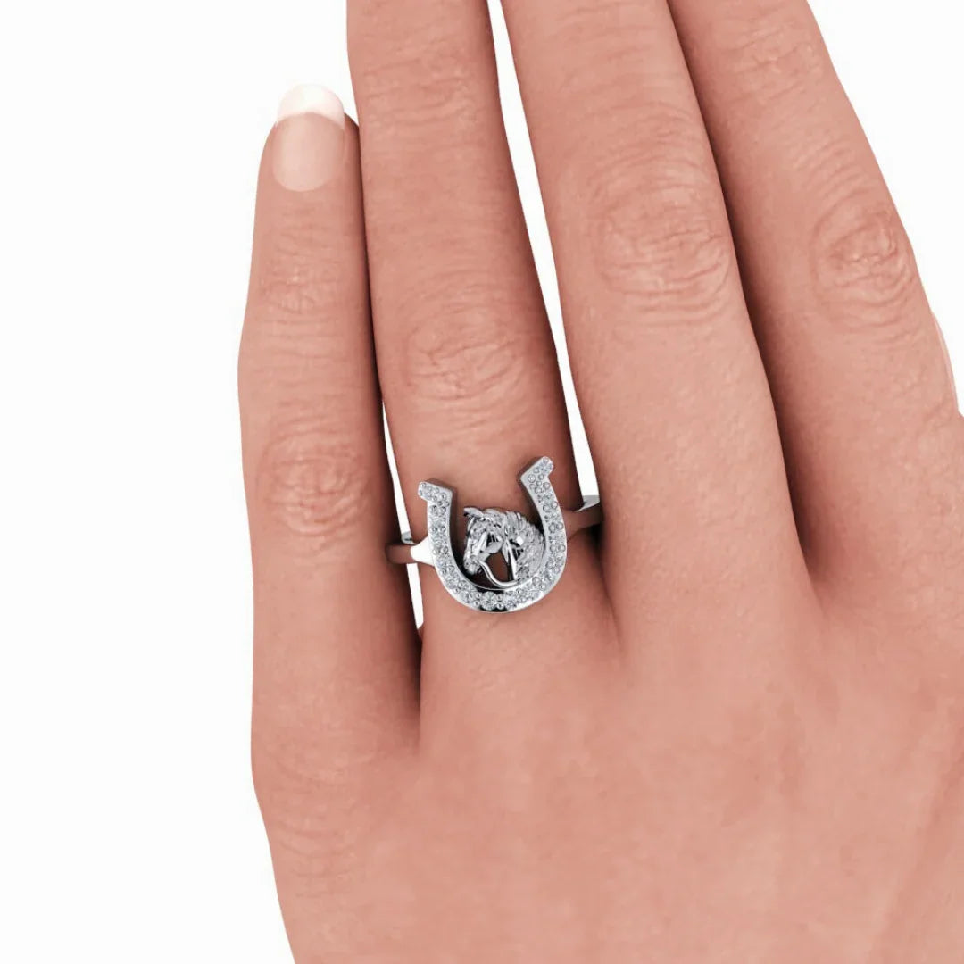 silver horse silver925 ベルリング Diamond Horsehead Ring .25 ct. Silver or Gold – Bel Viaggio