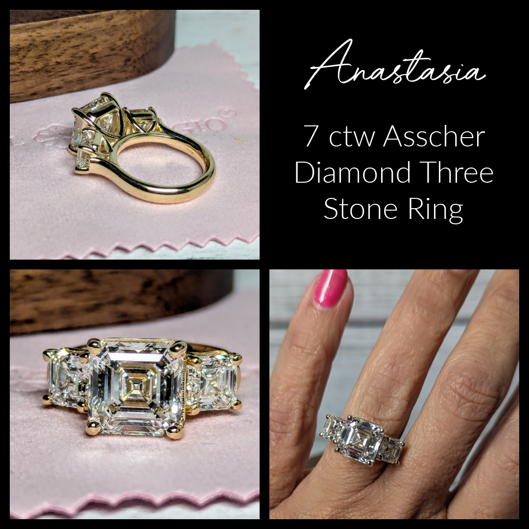 asscher three stone bel viaggio designs