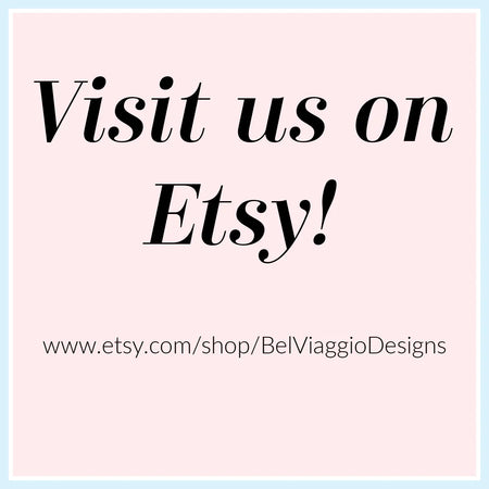 Visit us on Etsy sign with shop URL on pink background, promoting custom jewelry shop.