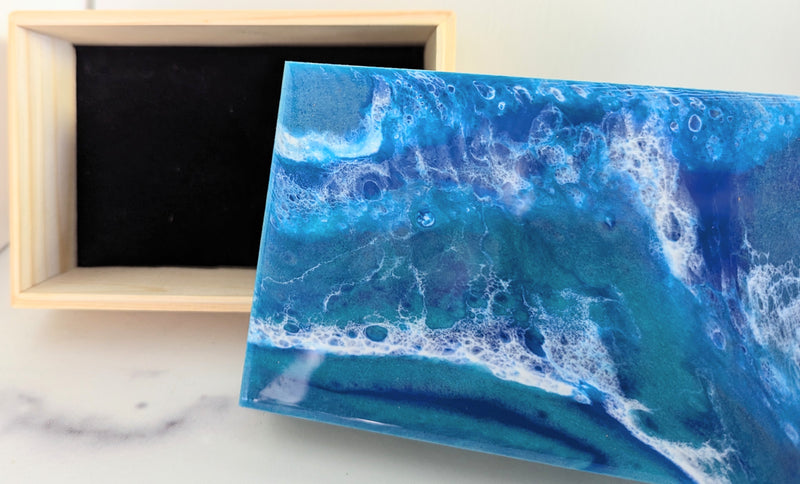 Wood Jewelry Box - Ocean Waves