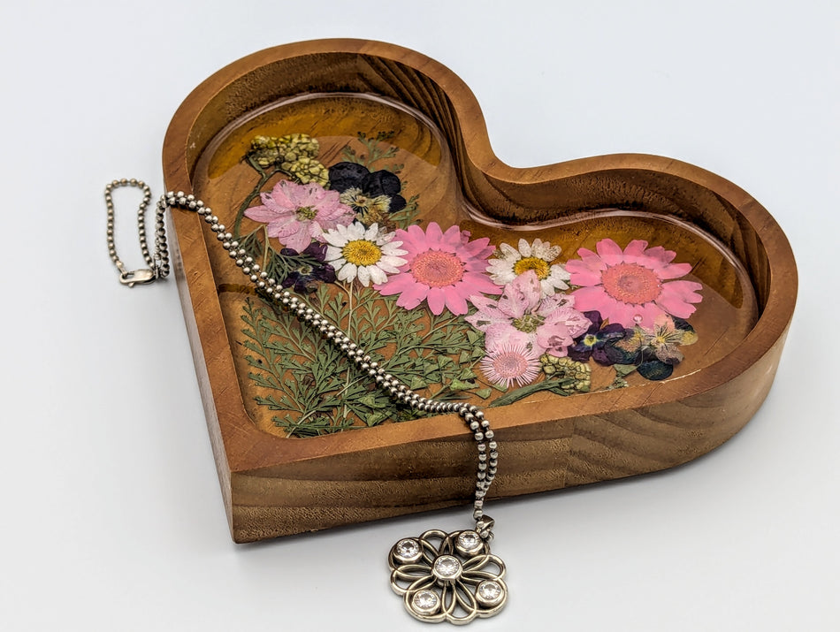 Wood Heart Jewelry Tray