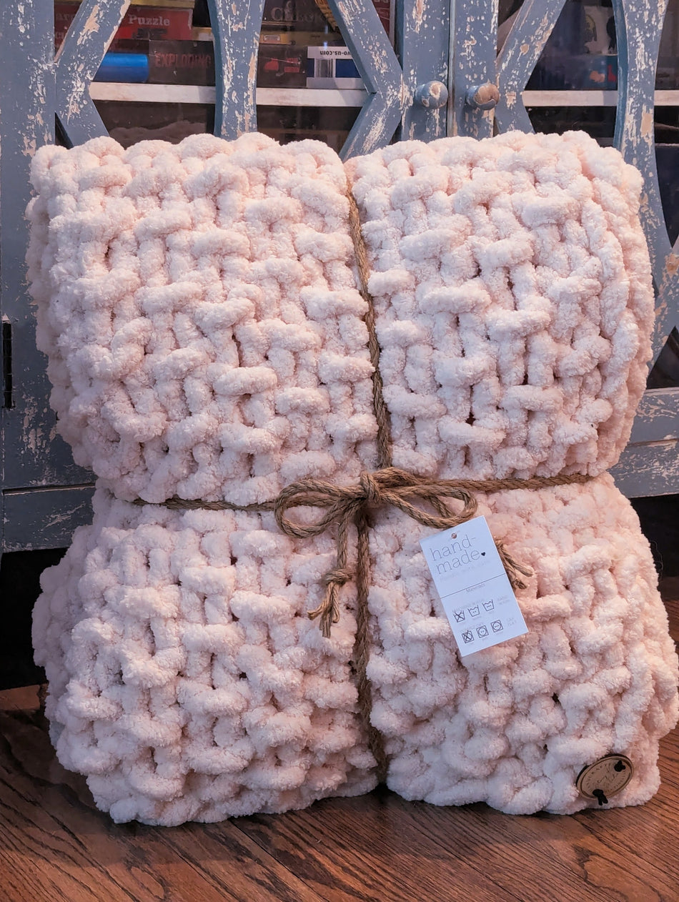 Chunky Throw Blanket Light Pink