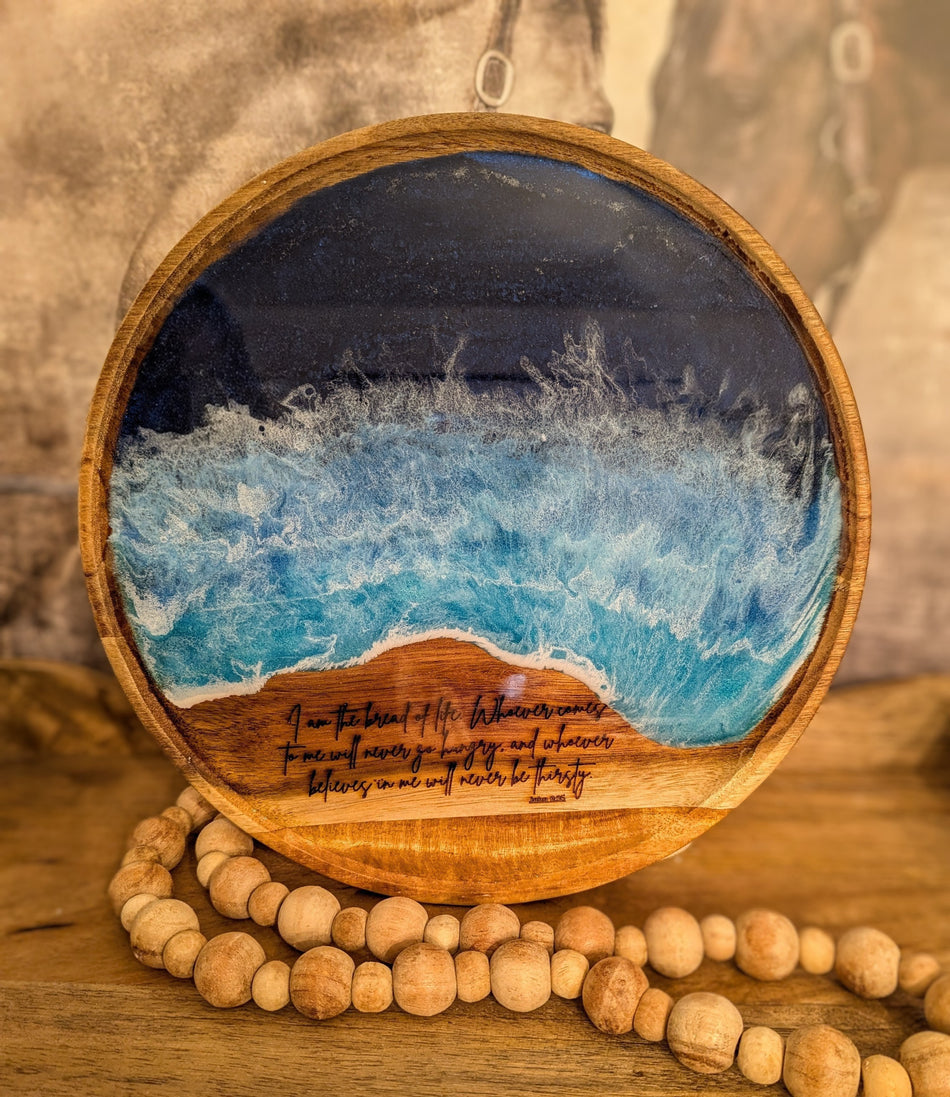 Ocean Waves Wood Hors d'oeuvre Tray