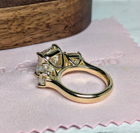 Asscher three stone ring