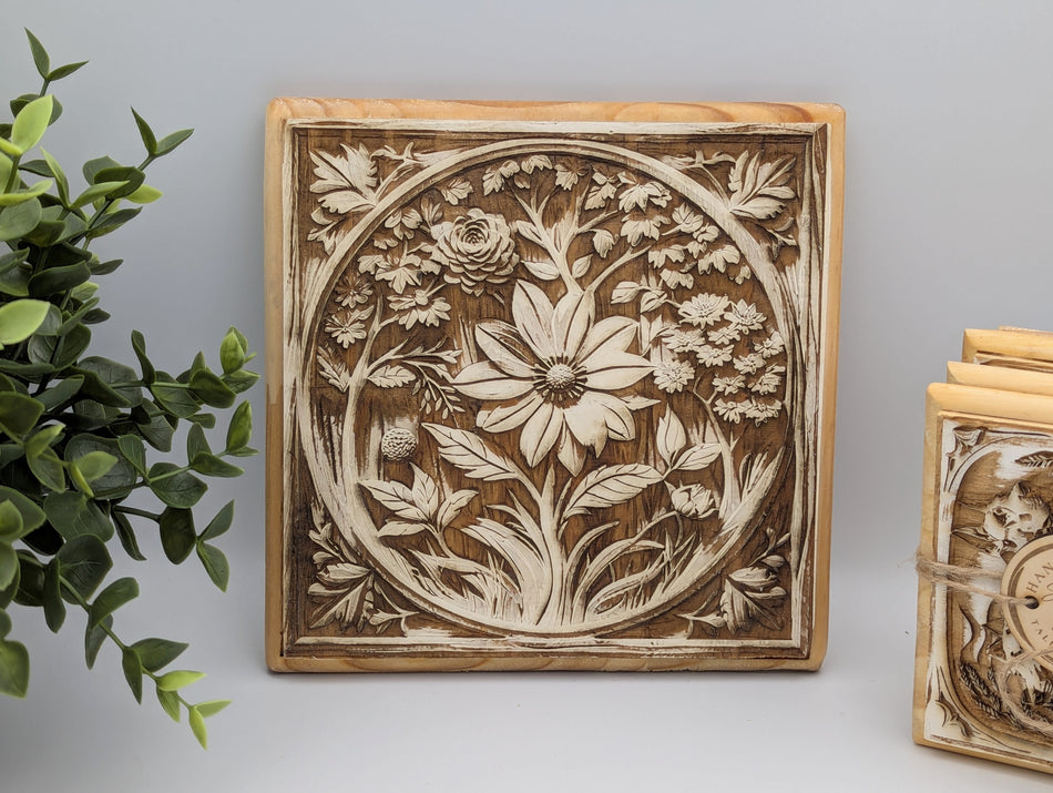 Kitchen Counter Protection Wood Trivet-Flower Garden