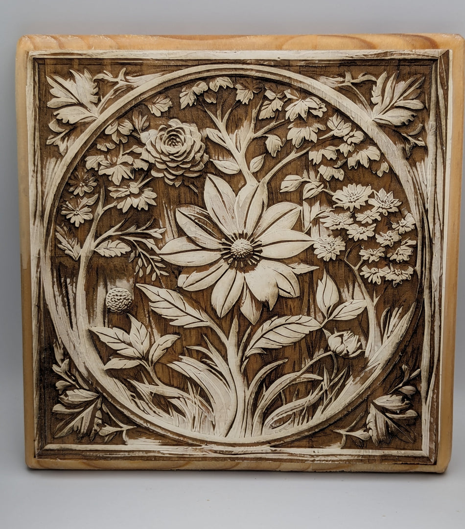 Kitchen Counter Protection Wood Trivet-Flower Garden