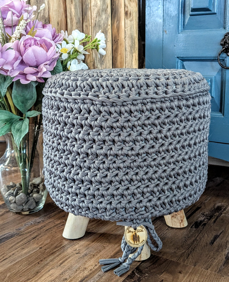 Farmhouse Foot Stool-Gray Washable Cover