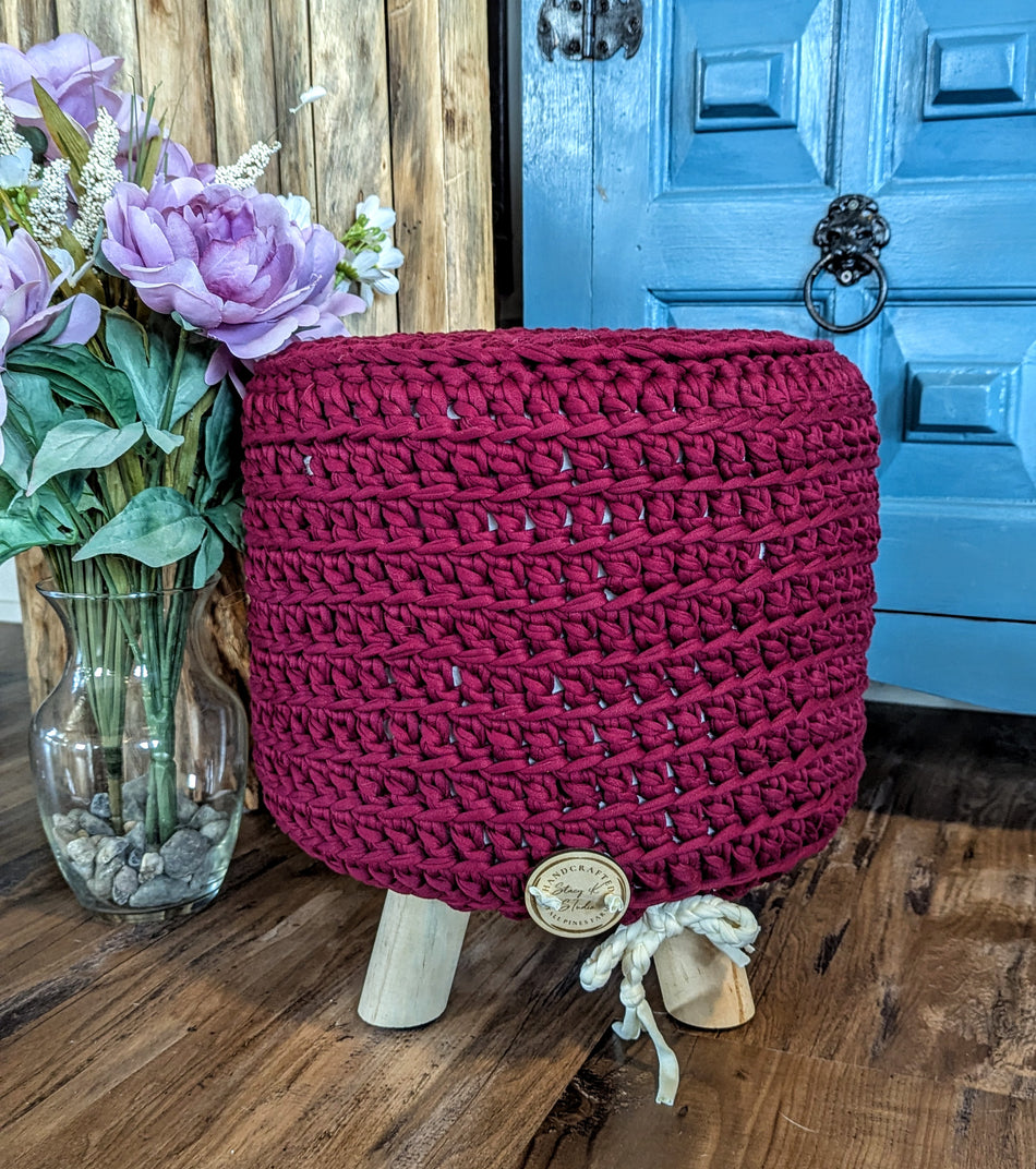 Farmhouse Foot Stool-Burgundy