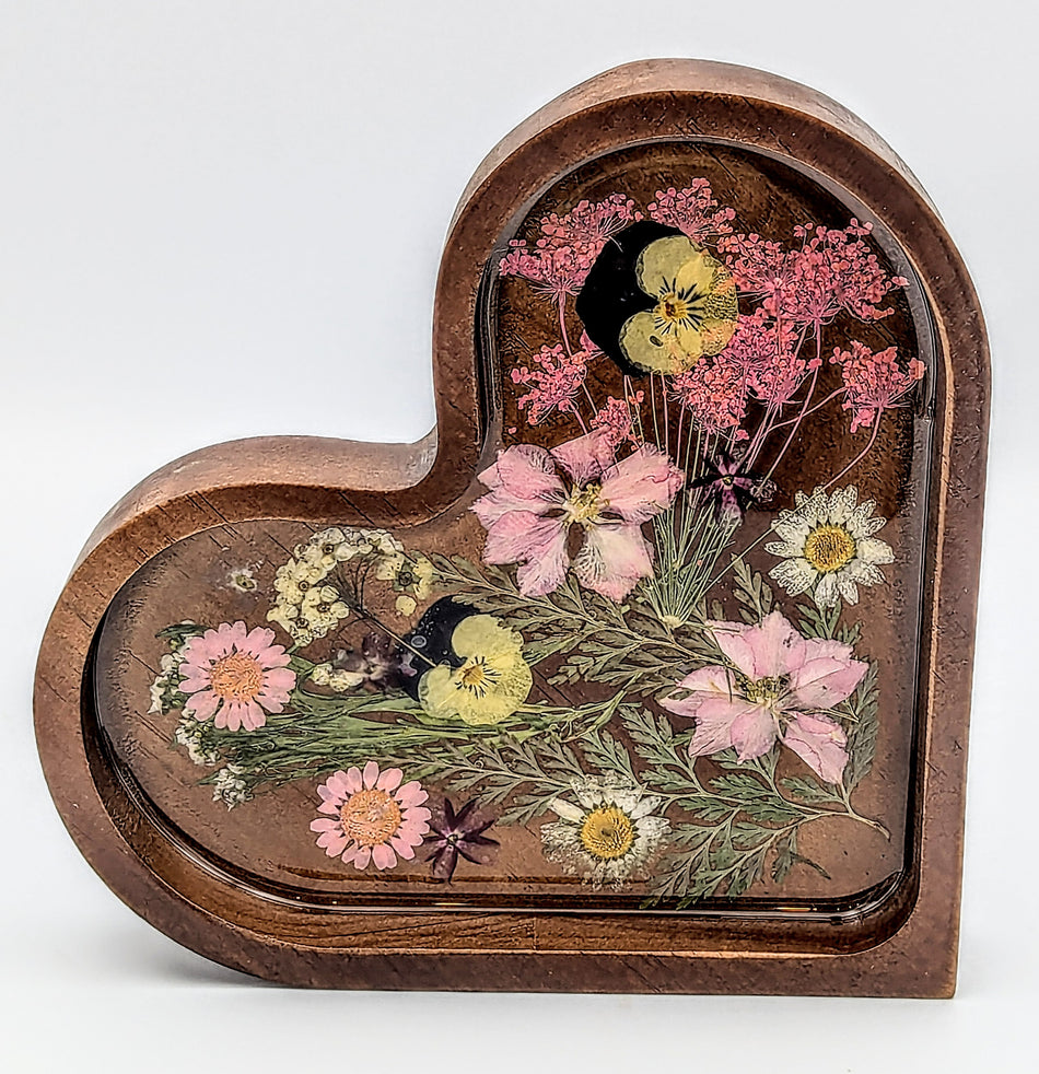 Ring Bowl, Wood Jewelry Dish Heart Shape