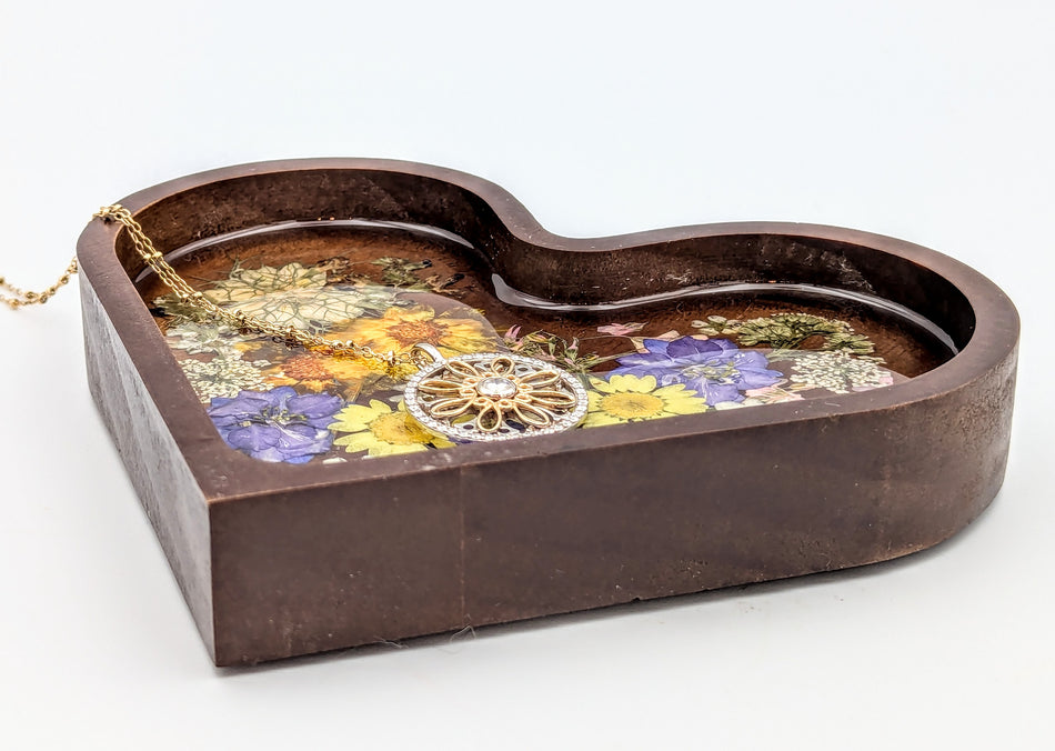Wood Jewelry Dish Heart Shape