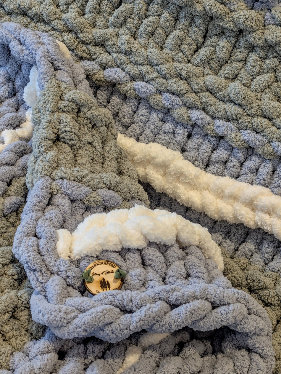 Oversized Hand Knit Chenille Blanket