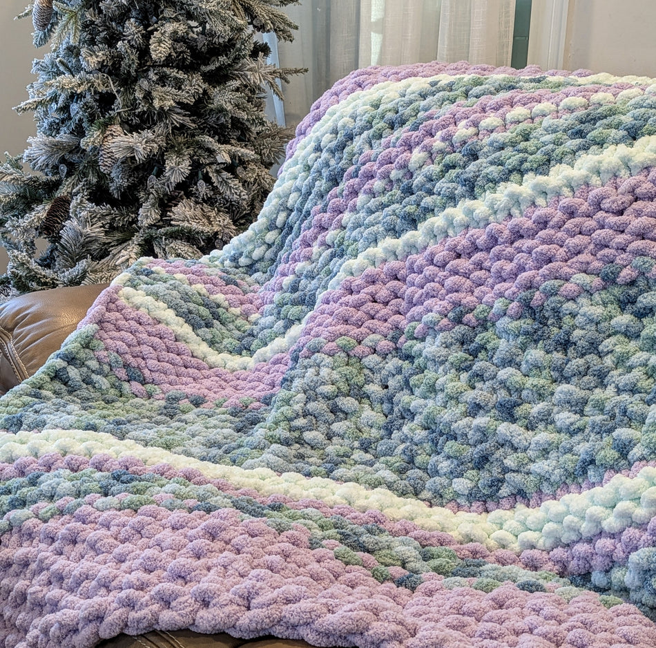 Hand Knit Chunky Chenille Blanket