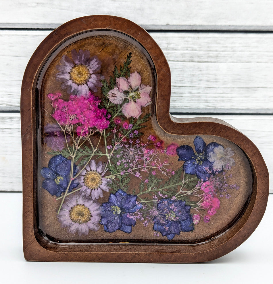 Ring Bowl, Wood Jewelry Dish Heart Shape