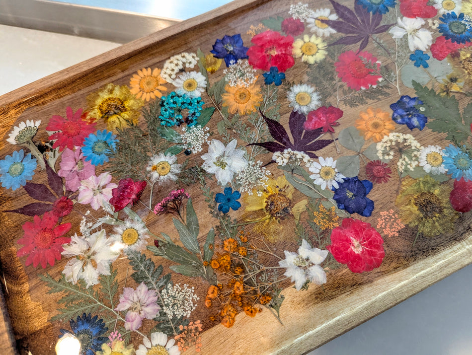 Pressed Flower Charcuterie Board
