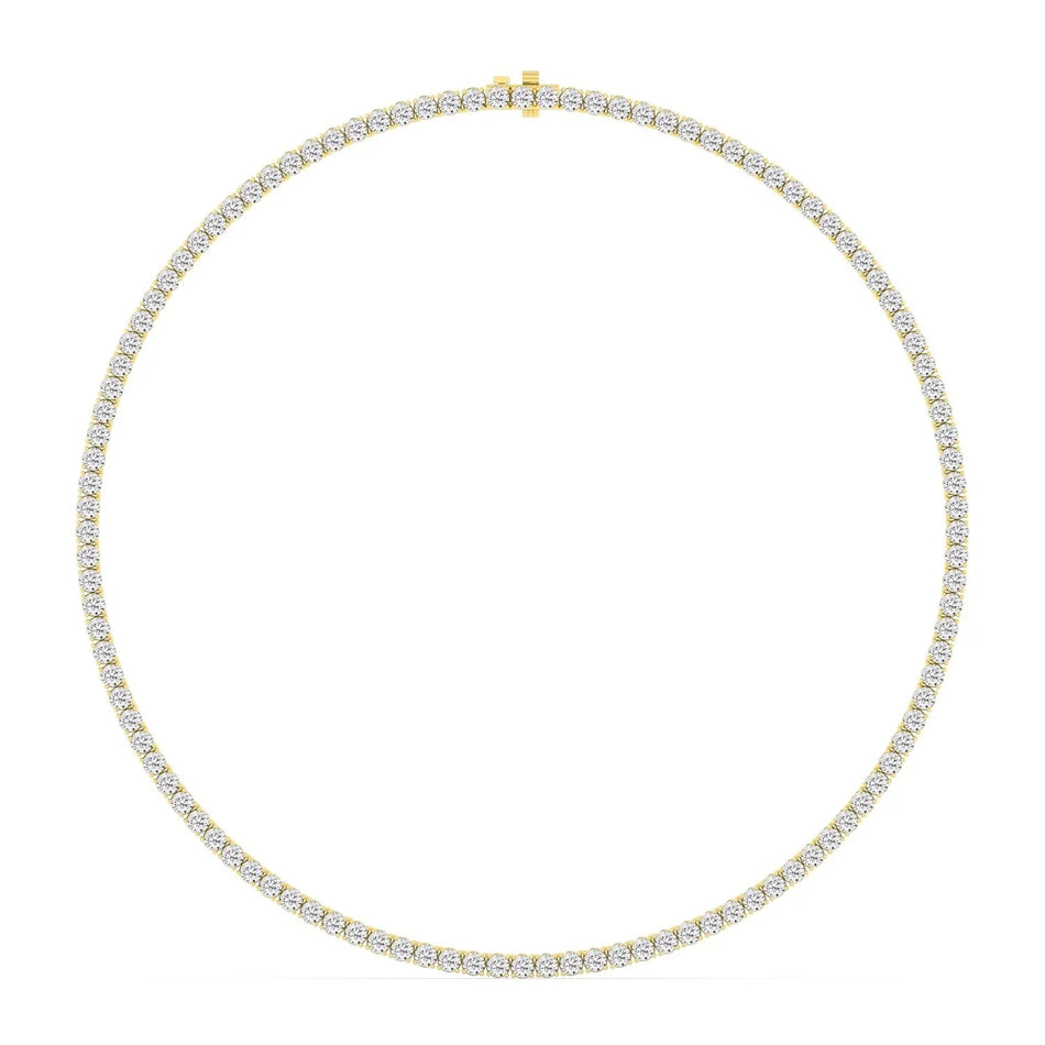 Elegant gold diamond tennis necklace with sparkling stones, perfect for luxury jewelry lovers.