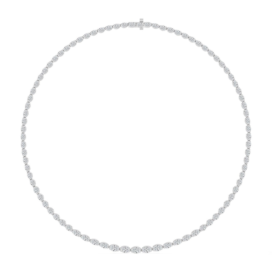 Elegant diamond tennis necklace with oval settings, perfect for custom jewelry designs